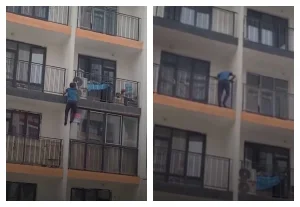 Ер адам жоғары қабаттан шыққан өртті балконға өрмелеп барып сөндірді