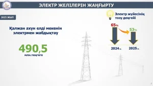 АУДАНДА ТОЗЫҒЫ ЖЕТКЕН ЭЛЕКТР ЖЕЛІЛЕРІН ЖАҢАРТУ ЖҰМЫСТАРЫ 53 ПАЙЫЗҒА ЖЕТТІ