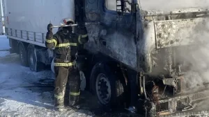 15 бас жылқы тиелген жүк көлік өртеніп кетті