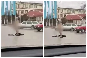 Қала көшелерінде жалаңаш ер адам көзге түскен