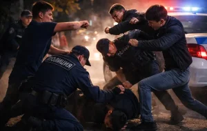 Полиция қызметкерін аяусыз соққыға жыққан бұзақылар сотталды